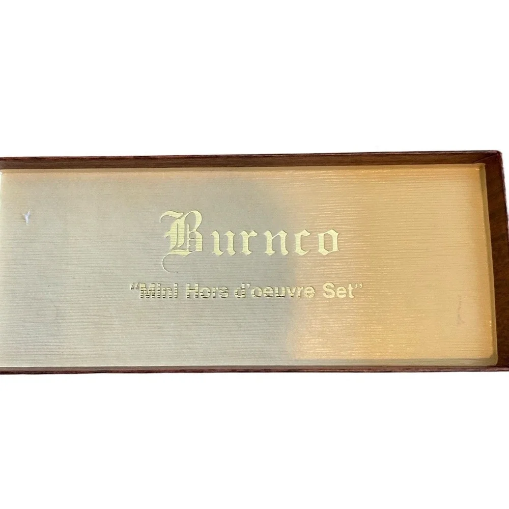 Burnco Mini Hors d'oeuvre Set Stainless Steel & Wood Knife and Fork